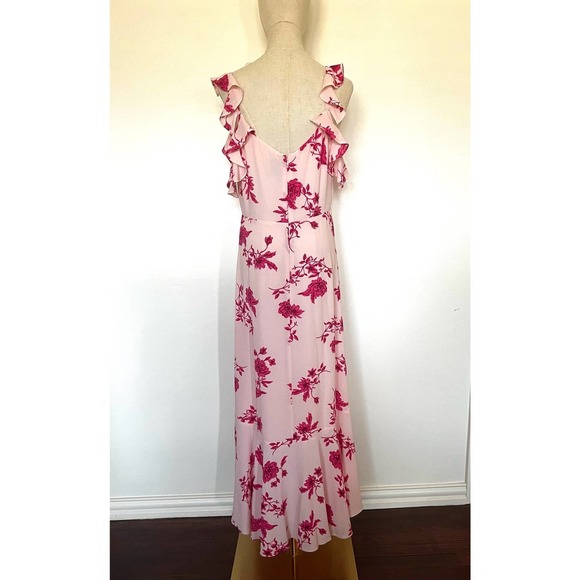 CECE Secret Blush Floral Spring Bouquet Ruffled Hi Low Maxi Dress Sz M - Picture 9 of 16